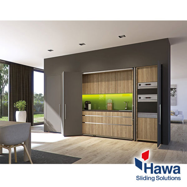 HAWA-Folding Concepta 1420 mm, H: 1851-2600 mm, Aluminio anodizado liso