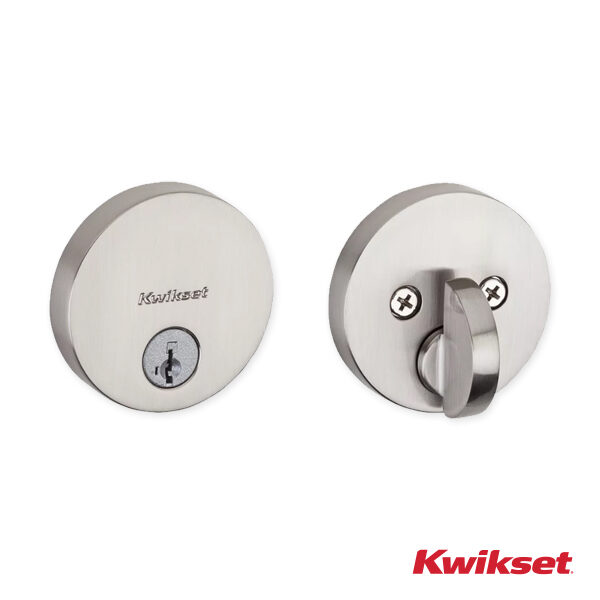 Alternative view of Cerrojo de Seguridad Kwikset Uptown Redondo Contemporaneo con Tecnologia SmartKey - Niquel Satinado y Negro Mate