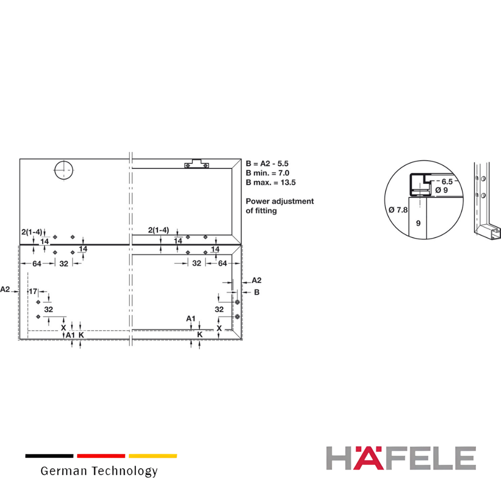 Adaptador para puertas abatibles con marco de aluminio de 19 21 mm de ancho 1