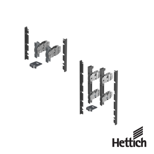 AvanTech YOU Set De Conectores Para Frente Interior Para Cortar A Medida, Uso Con Costado, Antracita Hettich