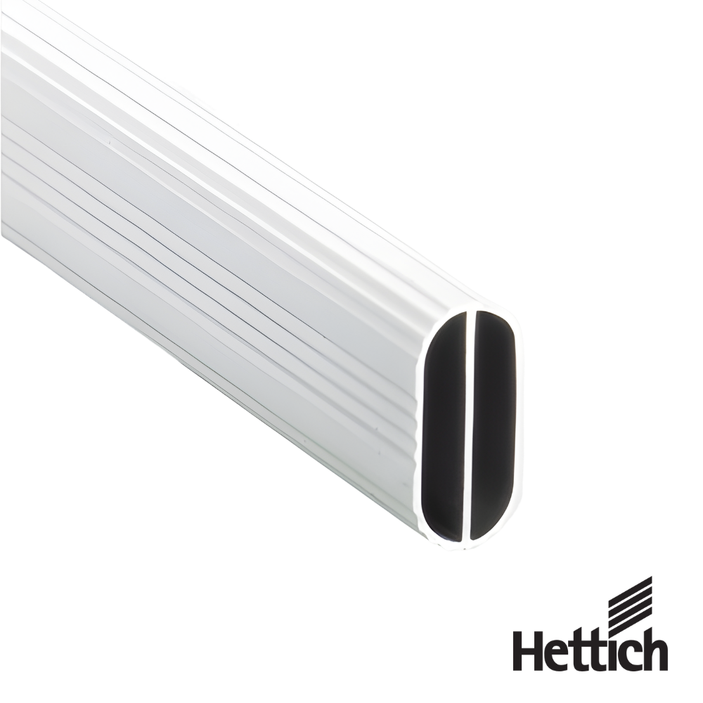 Barra De Armario Ovalada Hettich 3000 mm Plata Anodizado 1