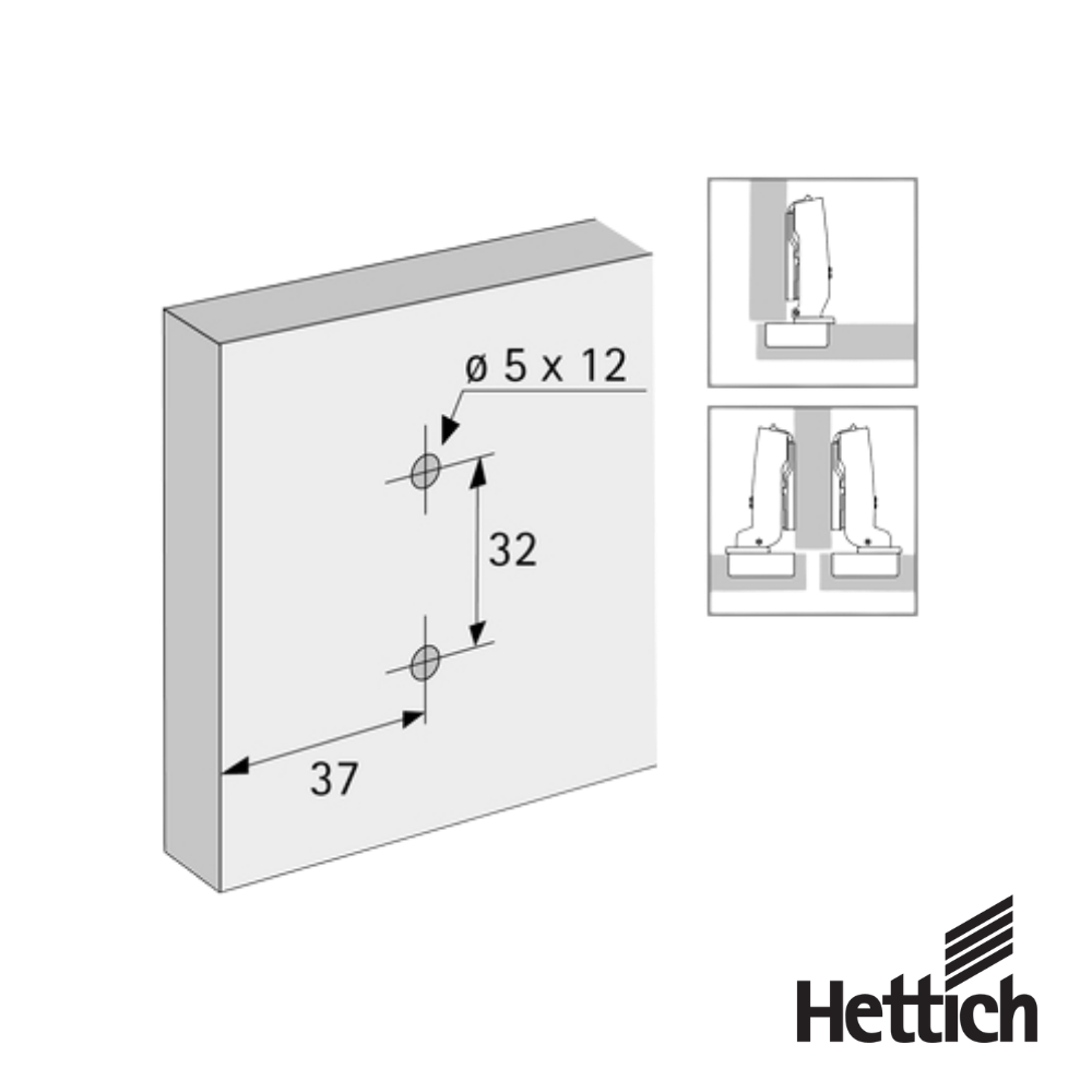 Base Para Bisagra Hettich Con Ajuste De Altura Directo 37 x 32 mm Con Tacos Expandibles Niquelado 1 1