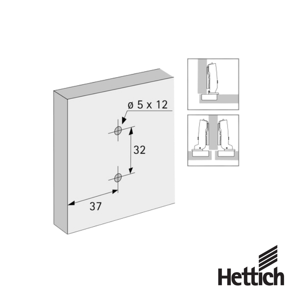 Base Para Bisagra Hettich Con Tacos Expandibles 37 x 32 mm Niquelado 1 1
