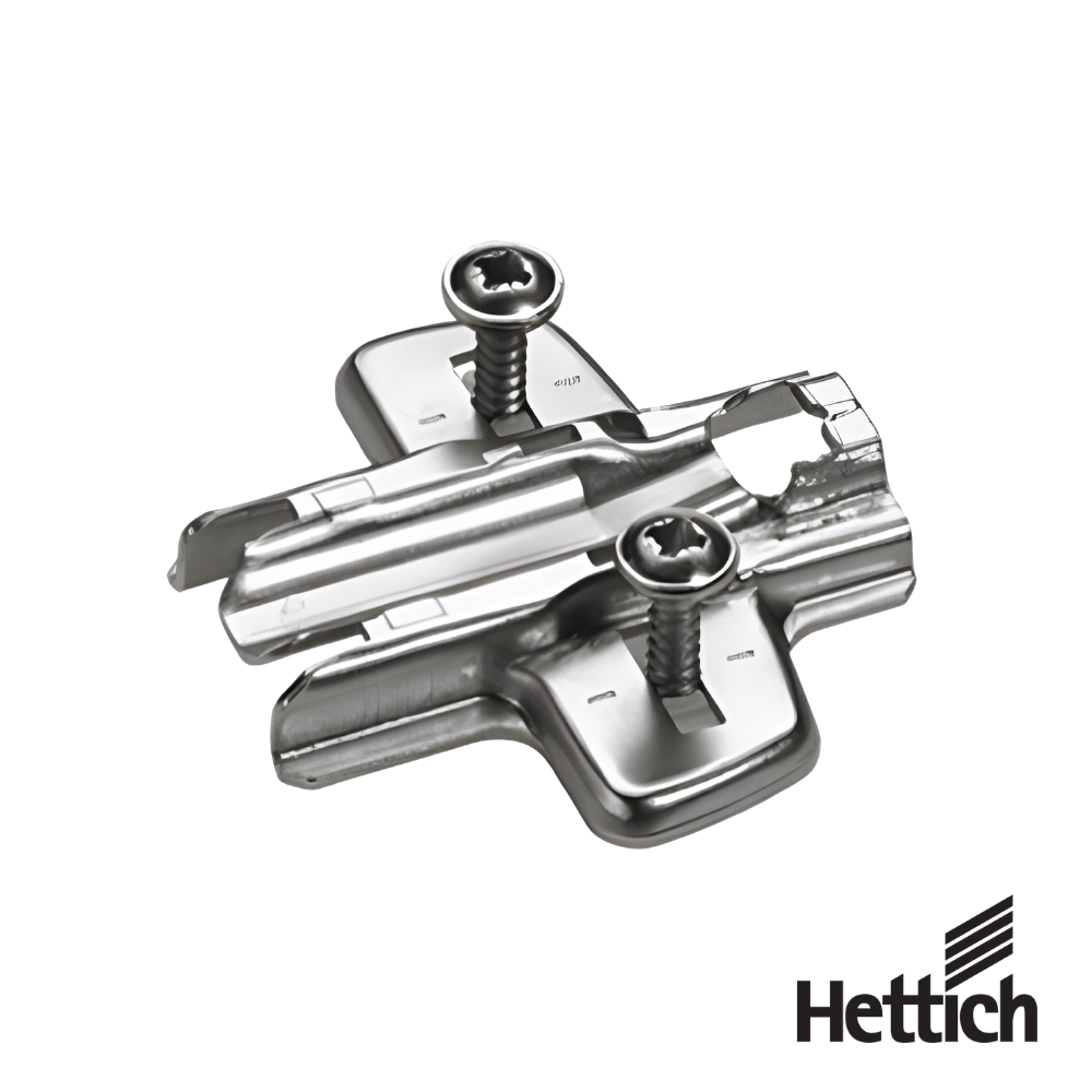 Base Para Bisagra Hettich Con Tacos Expandibles 37 x 32 mm Niquelado 2