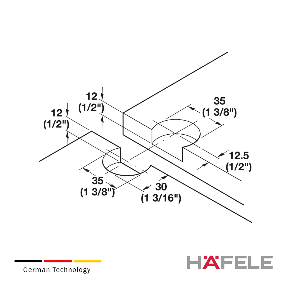 Bisagra 90° ajustable en 3D para puertas de madera para atornillar
