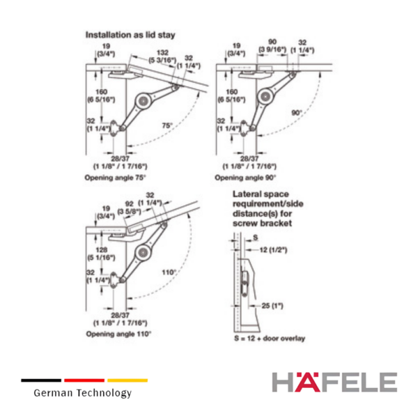 Alternative view of Brazo Elevable Duo Estándar Para Puertas De Madera Con Cierre Suave Häfele