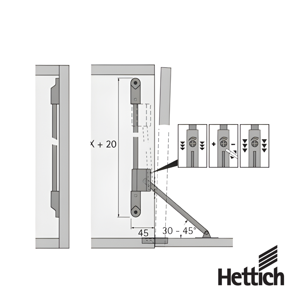 Compas Para Puerta Abatible Hettich Klassik D Con Soporte LS 3280 Niquelado 2 1