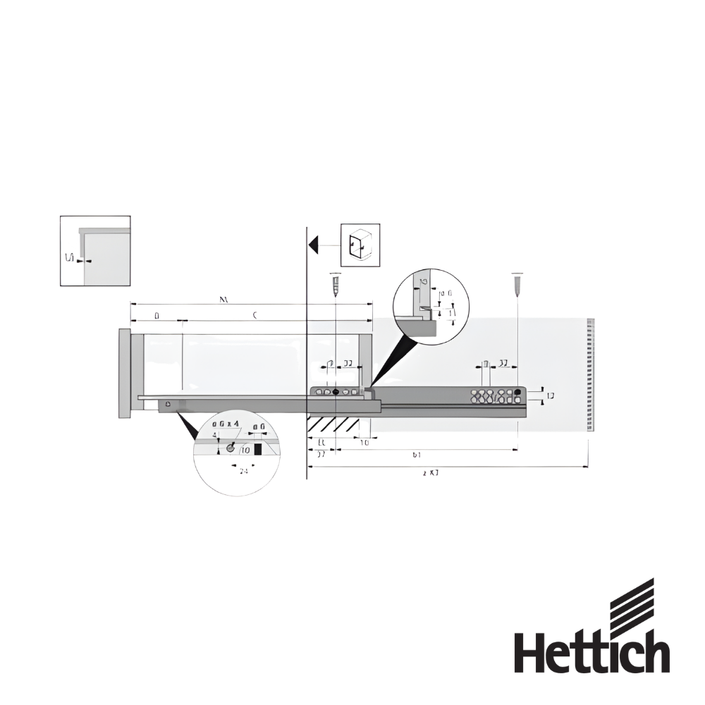 Corredera Oculta Hettich Quadro 25 Con Silent System 2 1