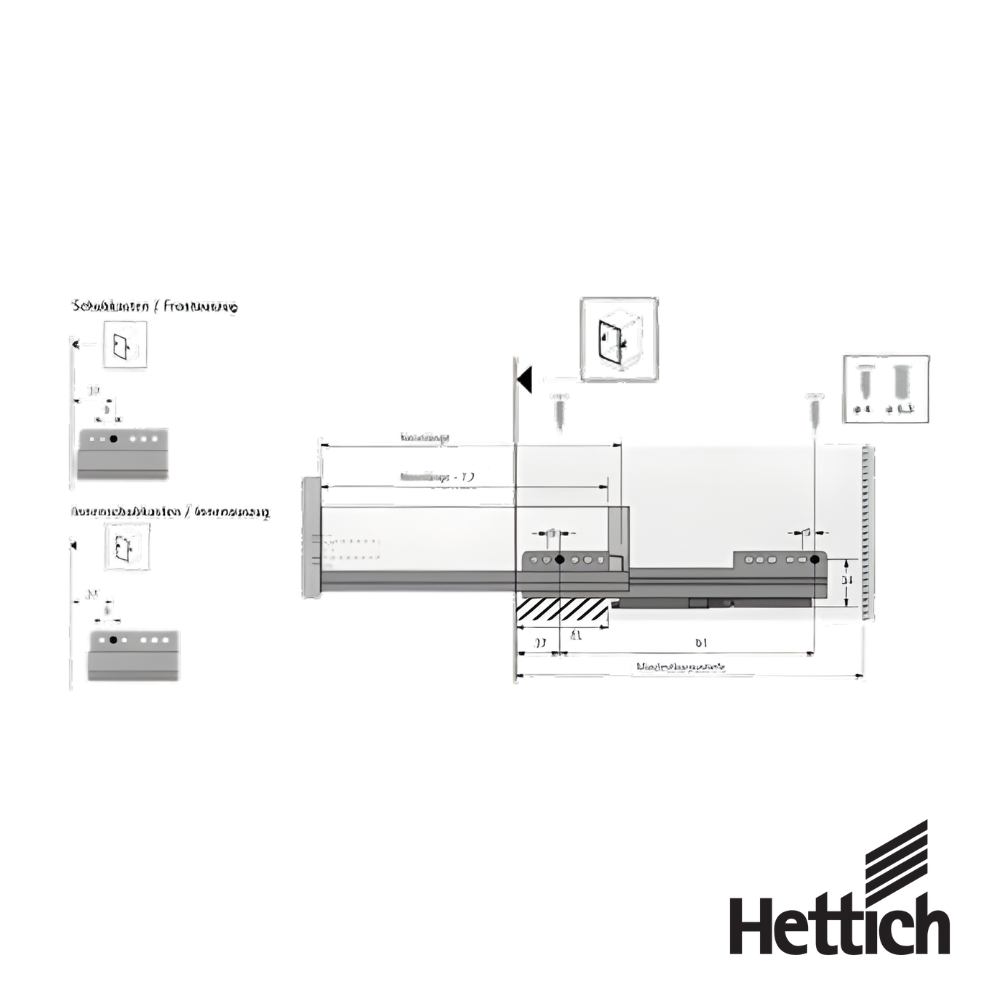 Corredera Oculta Hettich Quadro 25 Silent System NL470 EB12.5 25 kg 5 Corredera Oculta Hettich Quadro 25 Silent System NL470 EB12.5 25 kg - Imagen 3