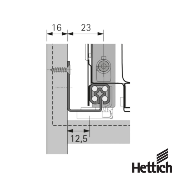 Alternative view of Corredera Oculta Hettich Quadro 25 Silent System NL470 EB12.5 25 kg