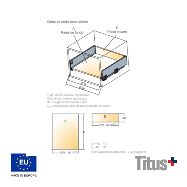 Alternative view of Corredera Tekform Drawer DW Con Conector Frontal Easyfix (Con Taquete) | Sistema De Cajón Oculto Titus