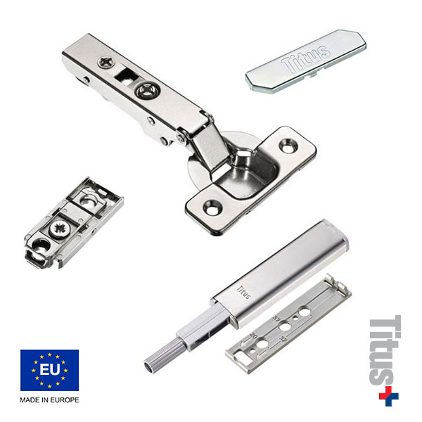 Kit Bisagra T-type + Placa de Montaje Lineal + Tapa Decorativa + Push Latch