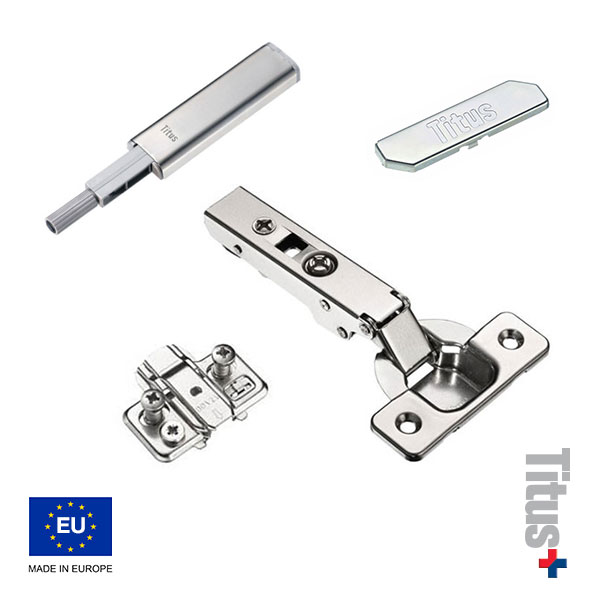 Kit Bisagra T-type 110 + Placa de Montaje + Tapa + Push lineal