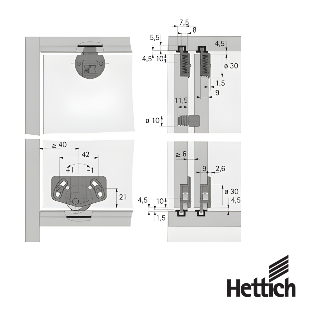 Distanciador Hettich Para Sistema Corredizo SlideLine 55 2 1