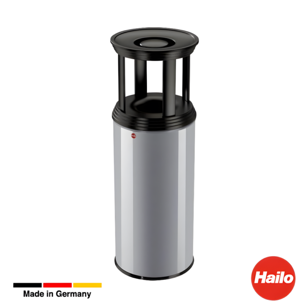 Papelera con cenicero Hailo ProfiLine Safe Plus XL 45L - Plata