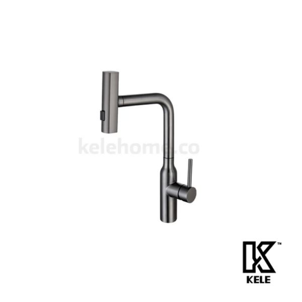KELE Mezcladora Monomando Para Fregadero Con Efecto Cascada Black Gun