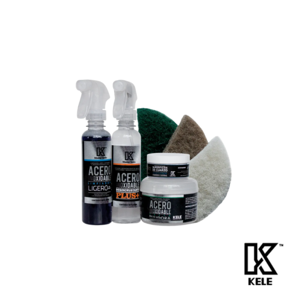 KELE Kit De Limpieza Para Acero Inoxidable Incluye Desincrustante Y Pasta Pulidora