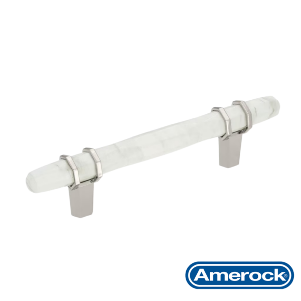 Jaladera Carrione 96 mm Amerock Blanco Mármol / Níquel Pulido