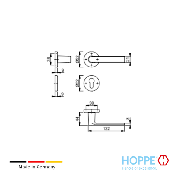 Alternative view of Juego De Manijas HOPPE Los Angeles Con Bocallave PZ