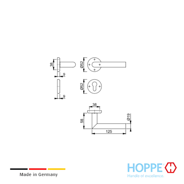 Alternative view of Juego De Manijas HOPPE Utrecht Inox Mate Con Bocallave PZ
