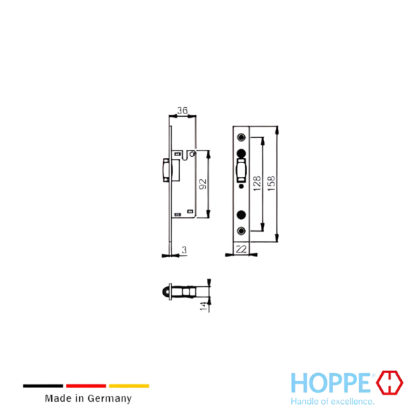 Alternative view of Mecanismo de Rodillo Ajustable Cuadrado HOPPE