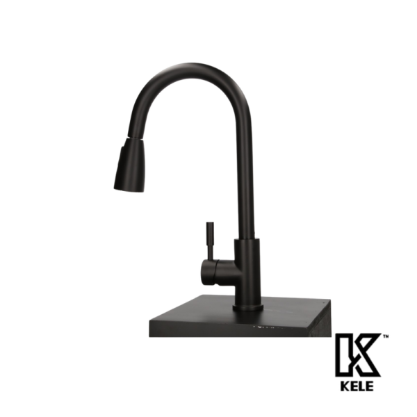 KELE Mezcladora Monomando Extraíble Para Fregadero Acero Inoxidable 304 Negro