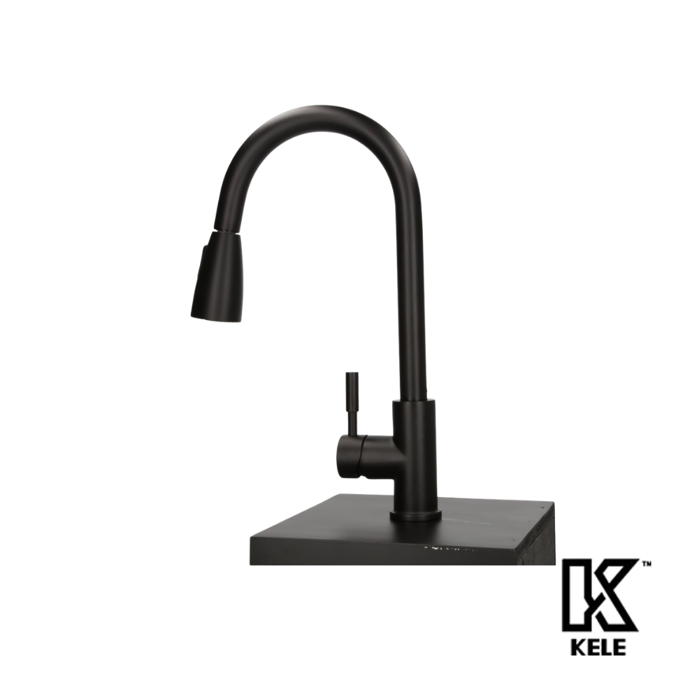 KELE Mezcladora Monomando Extraible Para Fregadero Acero Inoxidable 304 Negro
