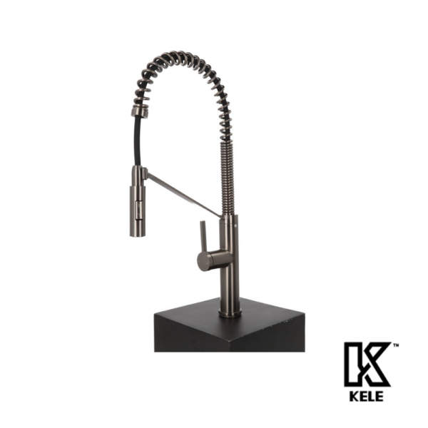 KELE Mezcladora Monomando Extraíble Para Fregadero Black Gun Acero Inoxidable 304