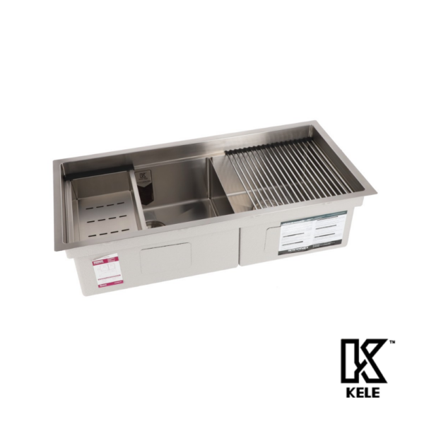 KELE Tarja De Acero Inoxidable 304 Doble Tina Con Accesorios 940X450 MM Calibre 16