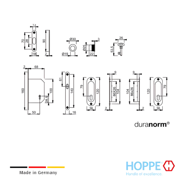 Alternative view of Kit 3 Spazio HOPPE Para Puertas Corredizas Con Cerradura