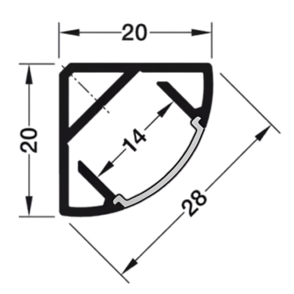 Alternative view of Perfil angular de aluminio para bandas LED 2500mm - Plata anodizado