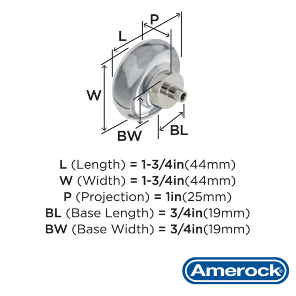Alternative view of Perilla Glacio 44 mm Amerock Vidrio Transparente