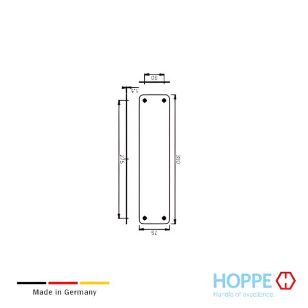 Alternative view of Placa de empuje acero inoxidable satinado 75x300mm HOPPE