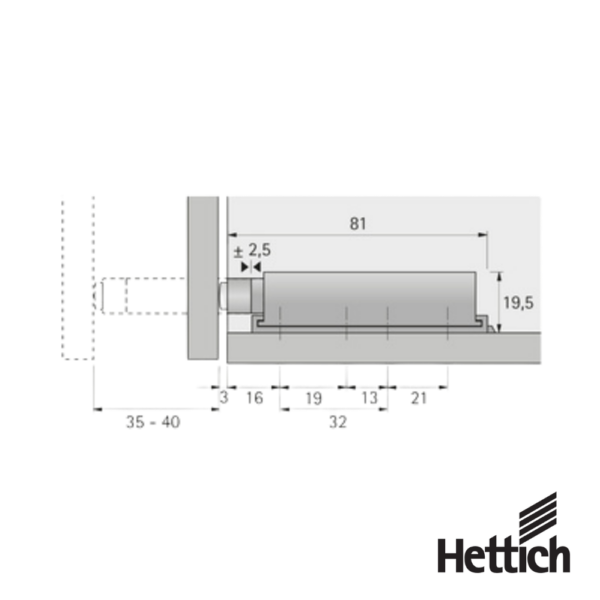 Alternative view of Push To Open Universal Maxi Hettich 9051925 Apertura Por Presión Para Puertas De Mueble