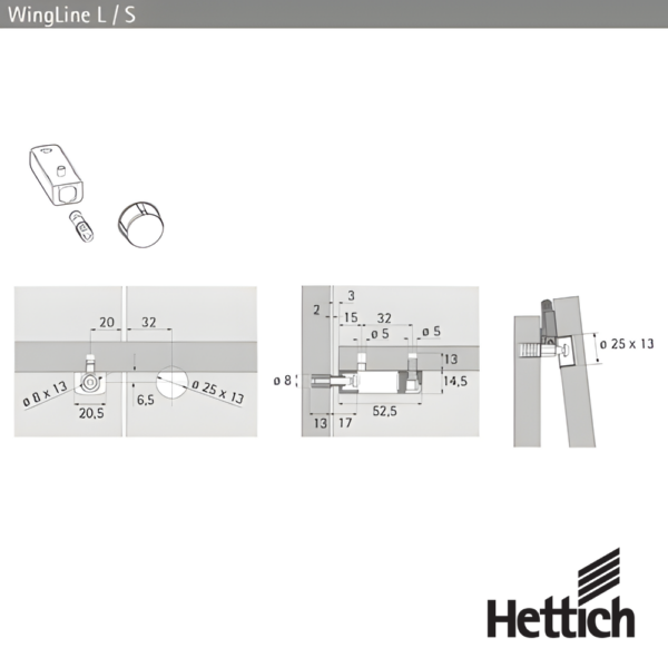 Alternative view of Retención Mecánica Hettich WingLine L Para Push To Move