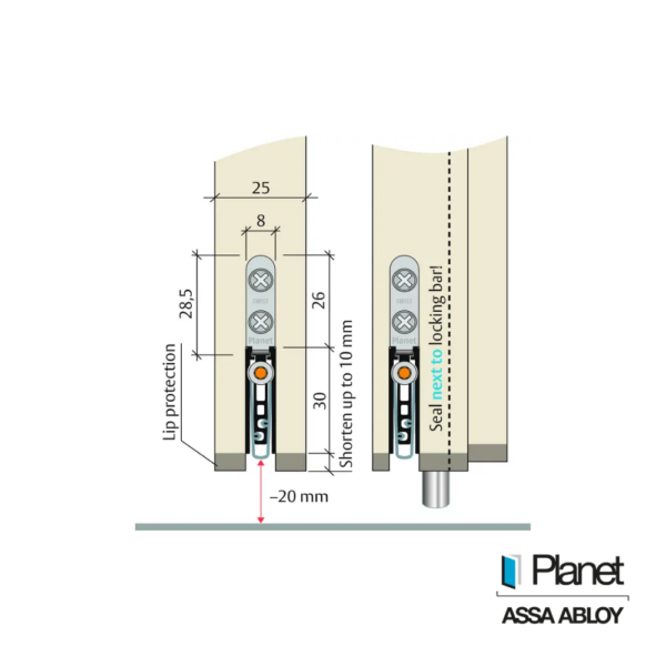 Alternative view of Sello Automático para Puerta Planet US de Silicón (960–1210 mm) – Protección contra Humo y Aislamiento Acústico
