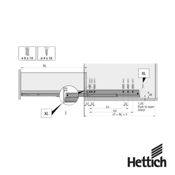 Alternative view of Set De Costados Hettich AvanTech YOU H101 NL500 Antracita Para Cajón