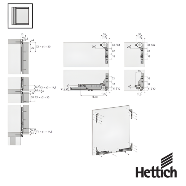 Alternative view of Sistema Para Puertas Corredizas Hettich SlideLine M Set De Herrajes 30 kg