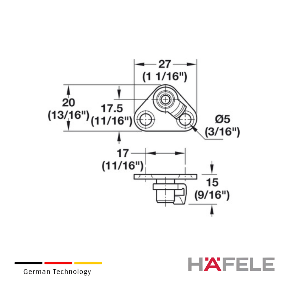 Soporte atornillado para gabinete para brazo Hafele Maxi 12