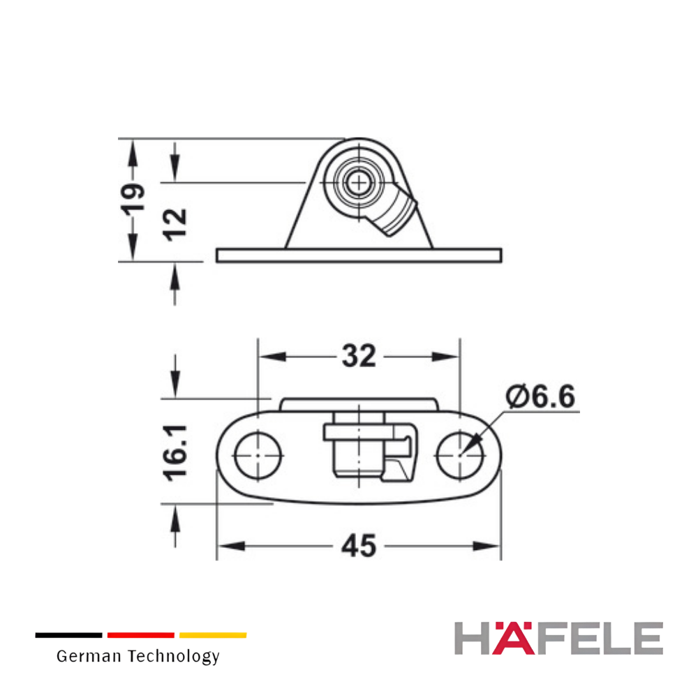 Soporte atornillado para gabinete para brazo Hafele Maxi 13