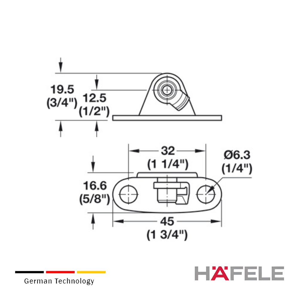 Soporte atornillado para gabinete para brazo Hafele Maxi 14