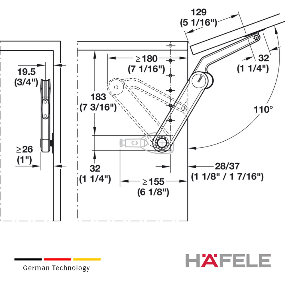 Soporte de montaje, para gabinete, para brazo Häfele Maxi (5) Soporte de montaje para gabinete para brazo Hafele Maxi 5
