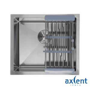 Tarja De Empotrar Axcent Blanca Con Escurridor Movible Acero Inoxidable Satin 50X44 Cm Calibre 18