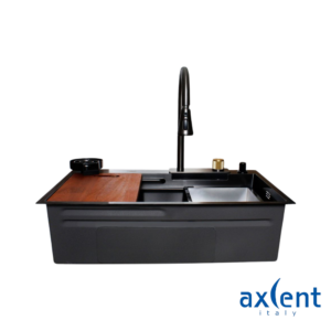 Tarja De Empotrar Axcent Charlotte Con Sistema De Agua En Cascada Negro Mate
