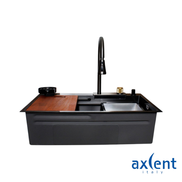 Tarja De Empotrar Axcent Charlotte Con Sistema De Agua En Cascada Negro Mate